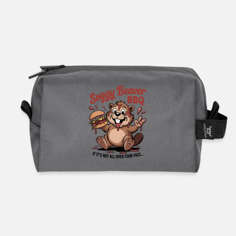 Soggy Beaver BBQ - Recycled Toiletry Zip Bag - anthracite