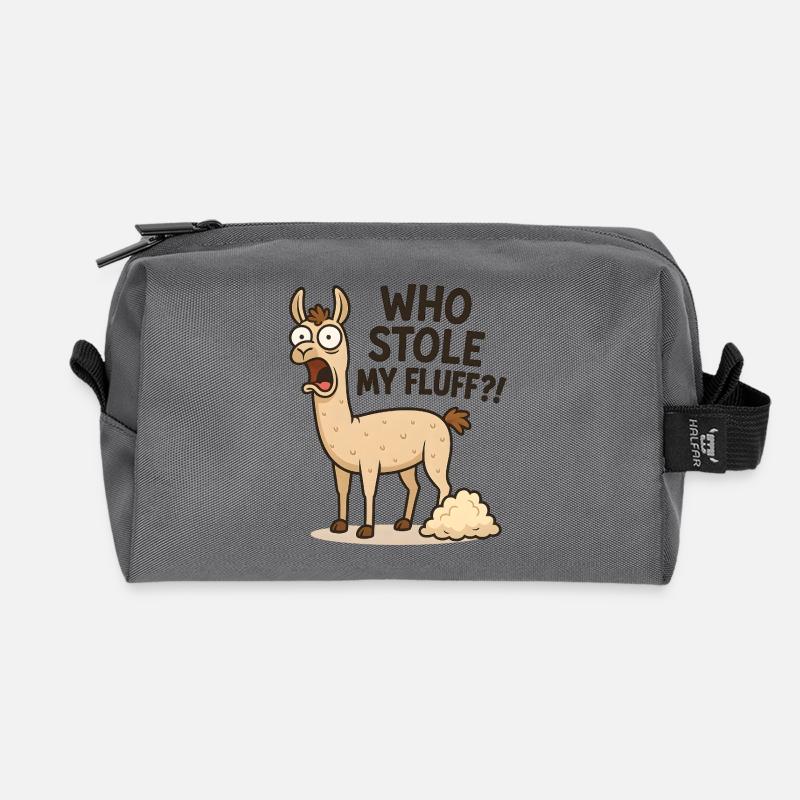 Humorous llama with fluff - Recycled Toiletry Zip Bag - anthracite