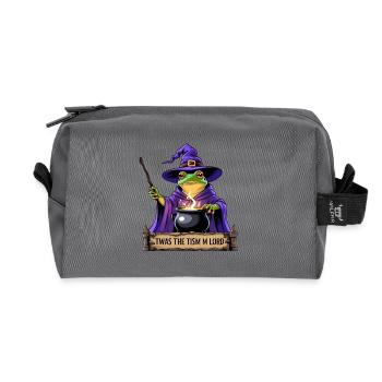Funny Frog Wizard Twas The Tism M Lord Autism ASD - Recycled Toiletry Zip Bag - anthracite - Front