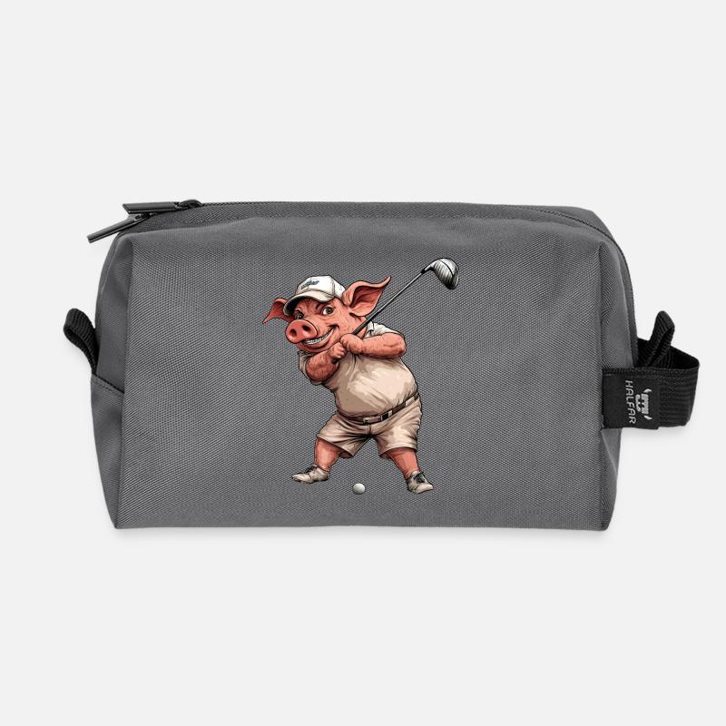 Golf Pig - Recycled Toiletry Zip Bag - anthracite
