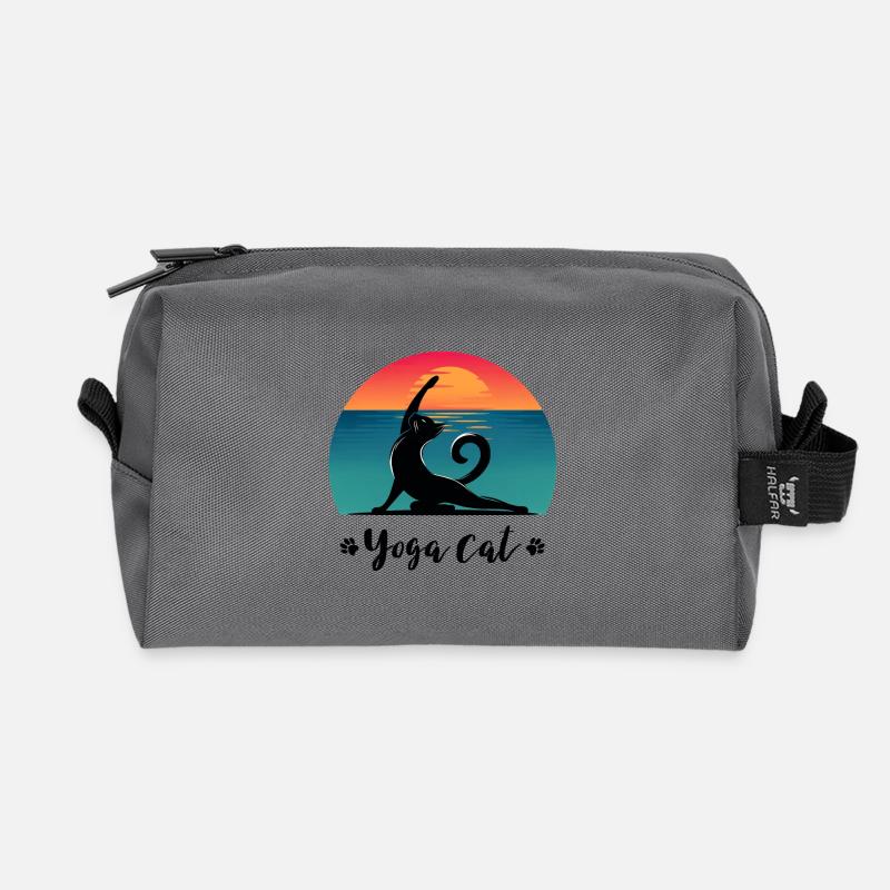 Yoga cat - Recycelte Kulturtasche - Anthrazit