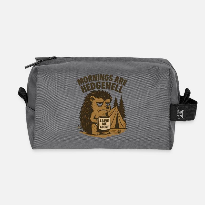 Igel mit Kaffeetasse - Recycelte Kulturtasche - Anthrazit