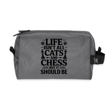 Échecs Disant Joueur D’échecs Chat Oeilles Cadeau - Trousse de toilette en tissu recyclé - anthracite - Devant
