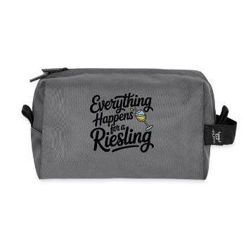Wine Wine Drinker Everything Happens For A Riesling - Recycled Toiletry Zip Bag - anthracite - Front