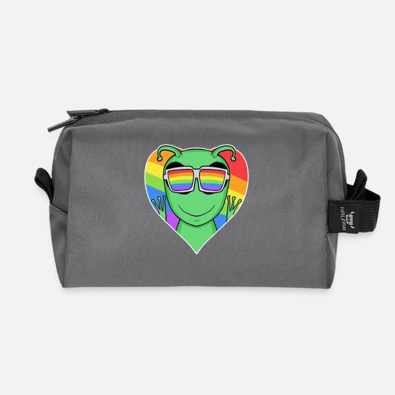 LGBTQ+ Regenbogen Sci-Fi Alien mit Herz und Farben - Recycelte Kulturtasche - Anthrazit