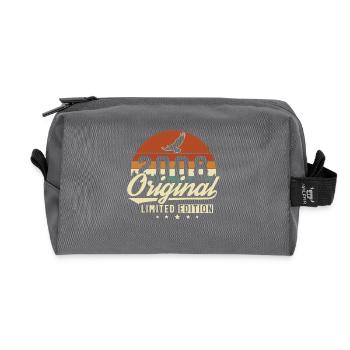 2008 Vintage Retro Birthday Gift - Recycled Toiletry Zip Bag - anthracite - Front