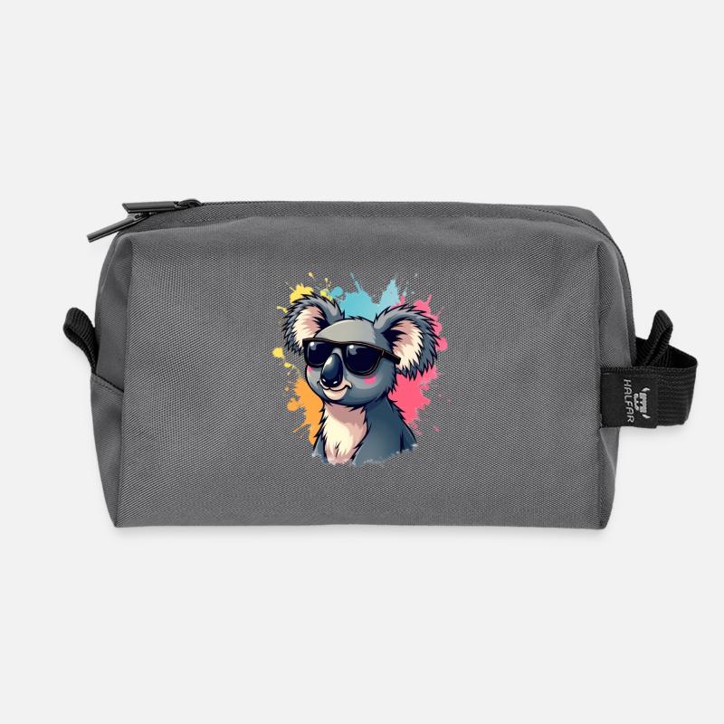 Cool Koala mit Sonnenbrille und Farbexplosion - Recycelte Kulturtasche - Anthrazit