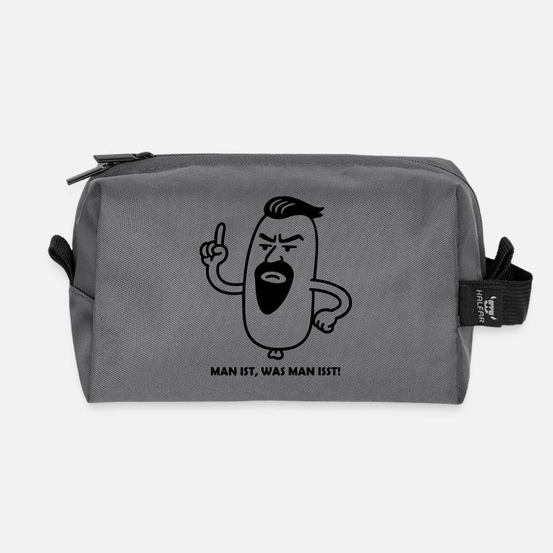 Man ist, was man isst! in WUNSCHFARBE - Recycelte Kulturtasche - Anthrazit