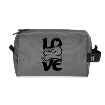Bébé qui boit et qui allaite Maman AMOUR - Trousse de toilette en tissu recyclé - anthracite - Devant