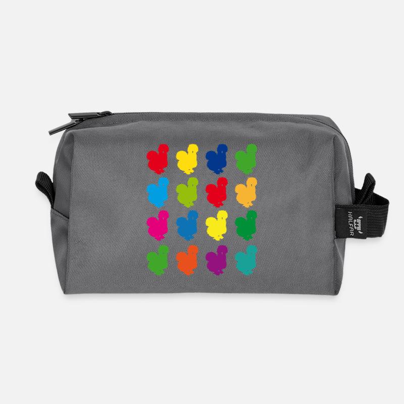 Bunte Henne Muster auf Farbsammlung, Seidenhuhn - Recycelte Kulturtasche - Anthrazit