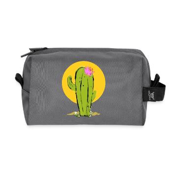 Kaktus mit abstrakter Blume - Recycelte Kulturtasche - Anthrazit - Vorne