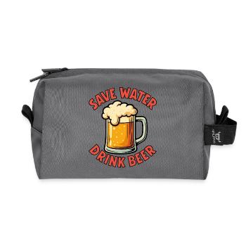 Save Water Drink Beer Humor Design - Recycelte Kulturtasche - Anthrazit - Vorne