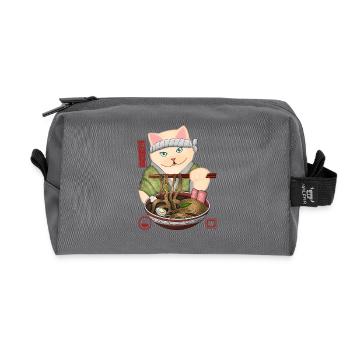 Adorable bol de nouilles Cat Connoisseur - Trousse de toilette en tissu recyclé - anthracite - Devant