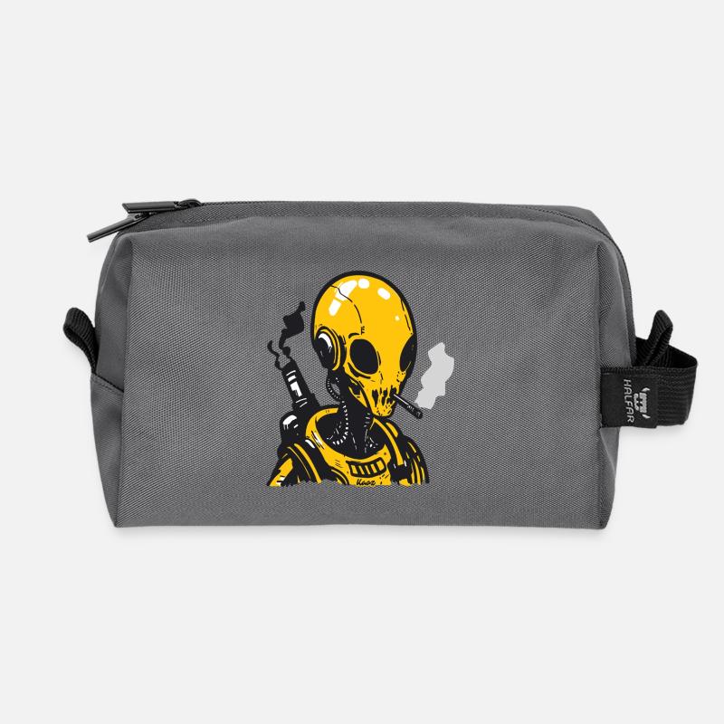 Futuristisches Schädel Astronaut Design - Recycelte Kulturtasche - Anthrazit