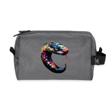 serpent, python, cobra, serpent à sonnettes, serpents - Trousse de toilette en tissu recyclé - anthracite - Devant