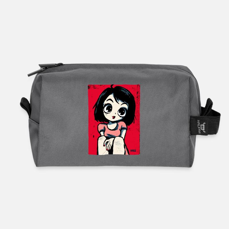 Retro Manga Mädchen mit großen Augen - Recycelte Kulturtasche - Anthrazit