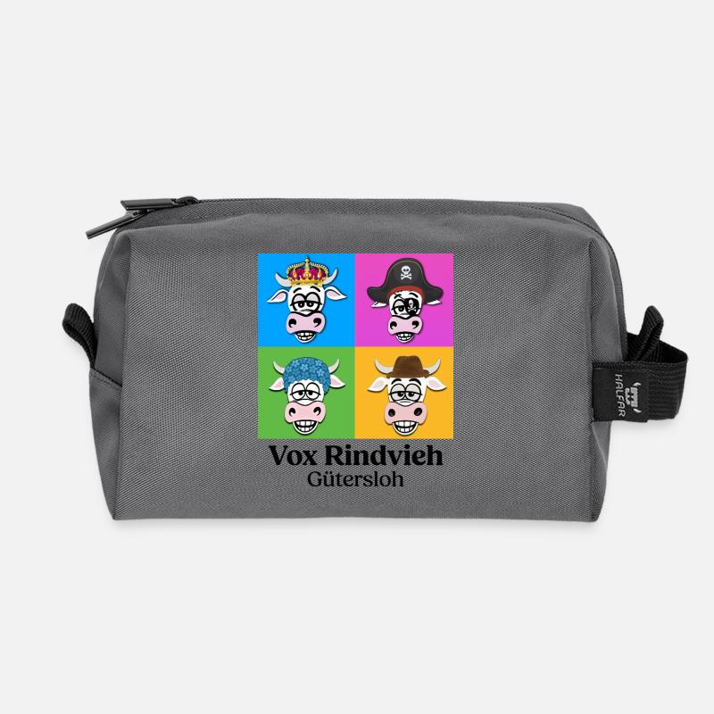 Quatuor de vaches VR avec texte - Trousse de toilette en tissu recyclé - anthracite