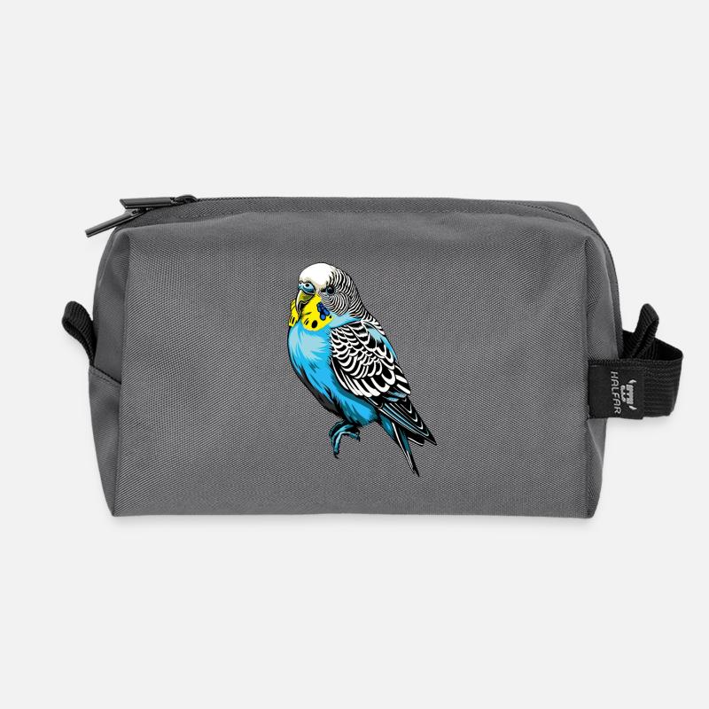 Bunter Wellensittich VektorDesign - Recycelte Kulturtasche - Anthrazit