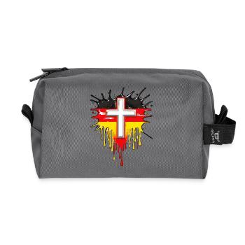 CHRISTLICHES KREUZ DEUTSCHE FLAGGE - Recycelte Kulturtasche - Anthrazit - Vorne