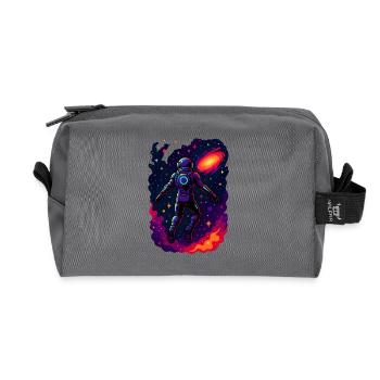 Cosmic Astronaut Exploring Galaxy - Recycled Toiletry Zip Bag - anthracite - Front
