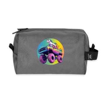 Bunter Rainbow Monster Truck mit Einhorn - Recycelte Kulturtasche - Anthrazit - Vorne