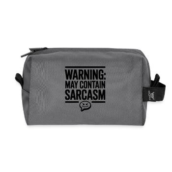 Warning May Contain Sarcasm - Recycled Toiletry Zip Bag - anthracite - Front