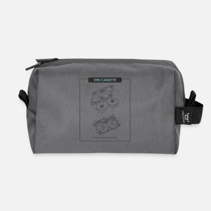 VHS Cassette Neon Outline - Recycled Toiletry Zip Bag - anthracite