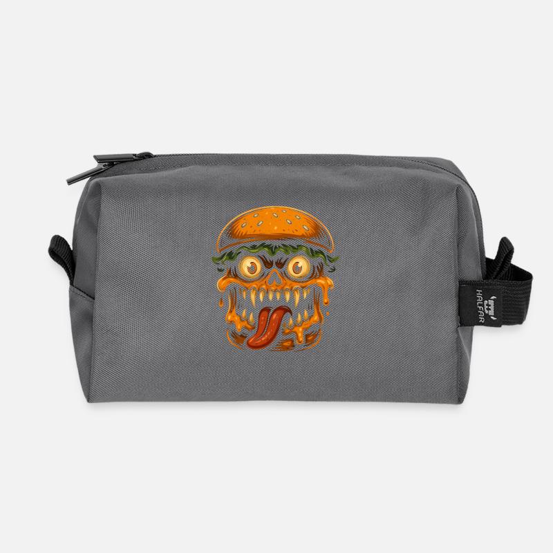 Burger Schädel Monster - Recycelte Kulturtasche - Anthrazit