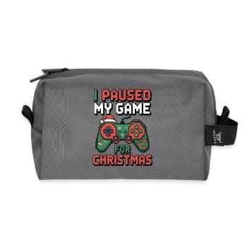I Paused My Game Christmas Gaming - Recycled Toiletry Zip Bag - anthracite - Front