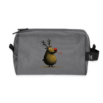 Christmas Reindeer with Candy Cane - Recycled Toiletry Zip Bag - anthracite - Front