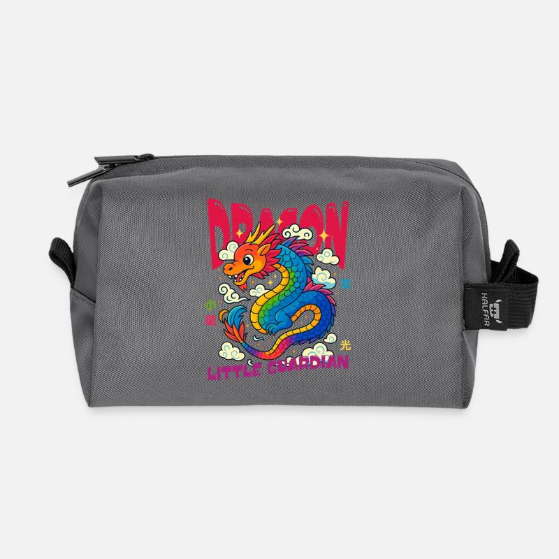 Regenbogen Drache - Kleiner Wächter - Recycelte Kulturtasche - Anthrazit