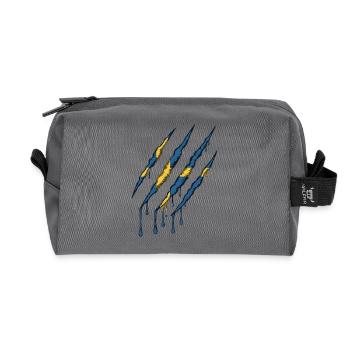 Sweden Flag Claw Grunge Sverige Scratch Trace - Recycled Toiletry Zip Bag - anthracite - Front