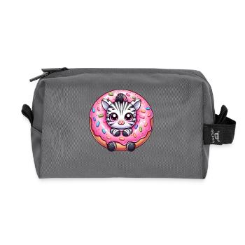 Drôle zèbre beignet bonbon dessert bande dessinée - Trousse de toilette en tissu recyclé - anthracite - Devant