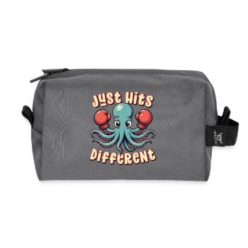 Just Hits Different - Recycled Toiletry Zip Bag - anthracite - Front