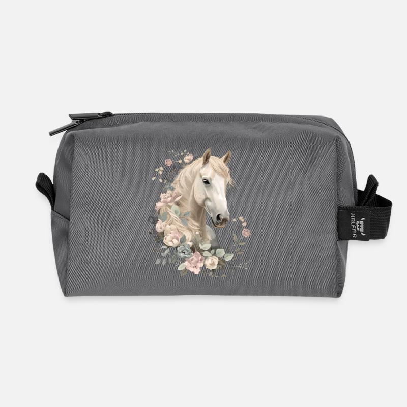 Hengst mit Blumenkronen - Recycelte Kulturtasche - Anthrazit