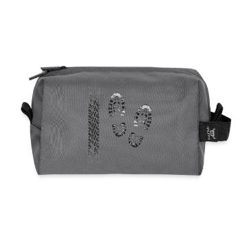 Track and Footprint Pattern - Recycled Toiletry Zip Bag - anthracite - Front