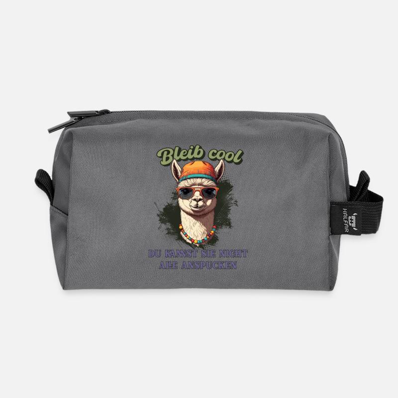 Lama Spruch – Bleib cool, lustiges Fun Shirt - Recycelte Kulturtasche - Anthrazit