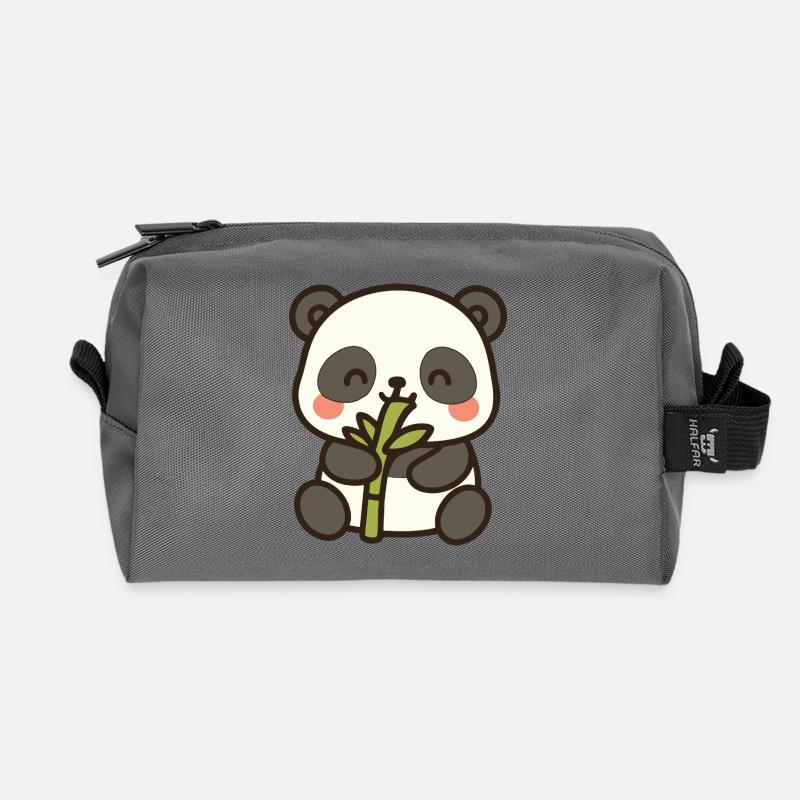 Panda-Snack-Zeit – Bamboo Bliss - Recycelte Kulturtasche - Anthrazit