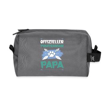 Poméranien Poméranien Chiens Papa - Trousse de toilette en tissu recyclé - anthracite - Devant