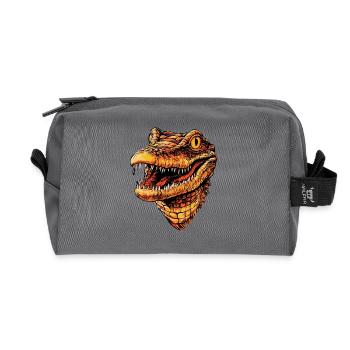 Kaiman Krokodil Alligator Reptilien Kroko Kaimane - Recycelte Kulturtasche - Anthrazit - Vorne