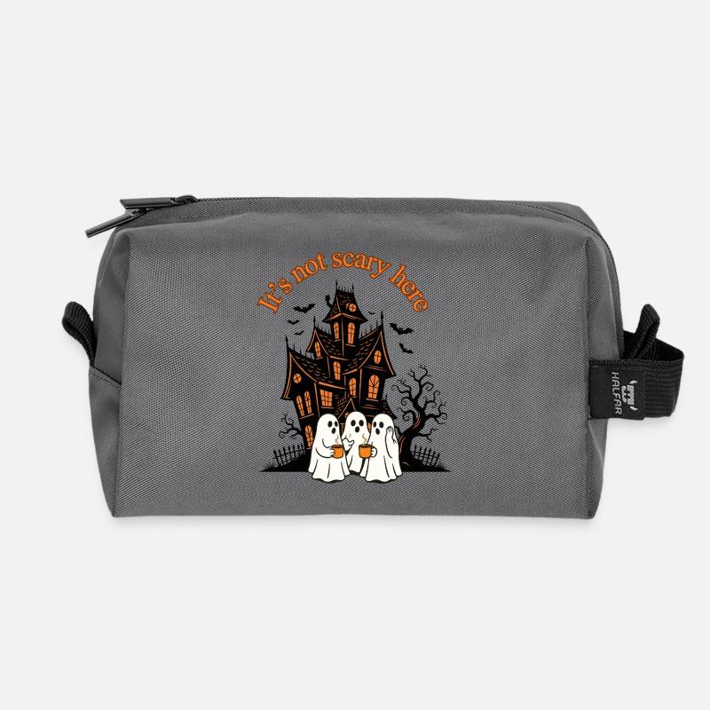 It's not scary here - Recycled Toiletry Zip Bag - anthracite