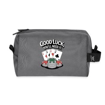 Motif de carte de poker bonne chance - Trousse de toilette en tissu recyclé - anthracite - Devant