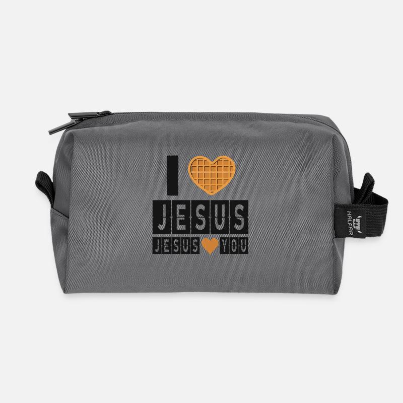 Ich liebe Jesus Waffel Herz Glaube Design - Recycelte Kulturtasche - Anthrazit