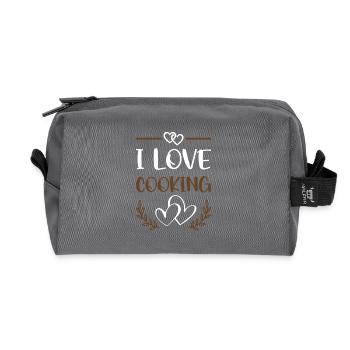 Ich liebe Kochen Herz-Design - Recycelte Kulturtasche - Anthrazit - Vorne