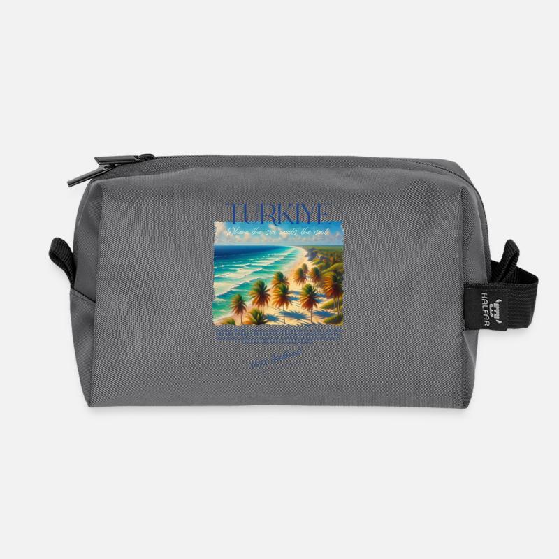 Türkei Bodrum Strand Urlaub Design – Visit Bodrum - Recycelte Kulturtasche - Anthrazit