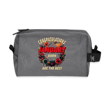 CONGRATULATIONS JANUARY - Recycled Toiletry Zip Bag - anthracite - Front