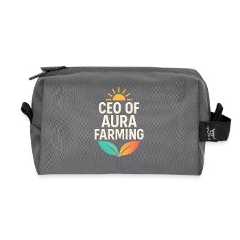 Aura Farming CEO Brand Funny Saying  - Recycled Toiletry Zip Bag - anthracite - Front