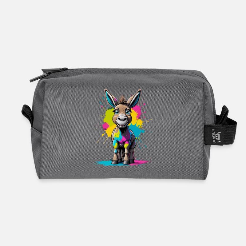 Bunter Esel Splash Kunstmotiv - Recycelte Kulturtasche - Anthrazit