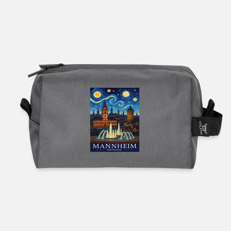 Mannheim Nachtpanorama - Recycelte Kulturtasche - Anthrazit