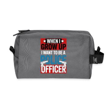 When I grow up - Police Officer Design - Recycled Toiletry Zip Bag - anthracite - Front